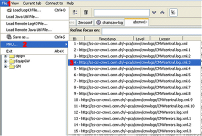 The abcmw1 log tab